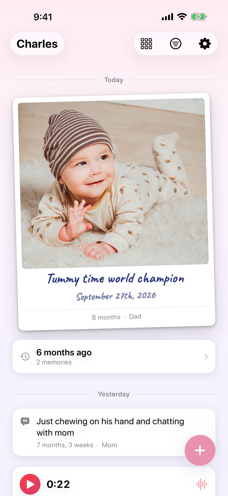 The feed in the Classic theme: white paper, blue marker handwriting