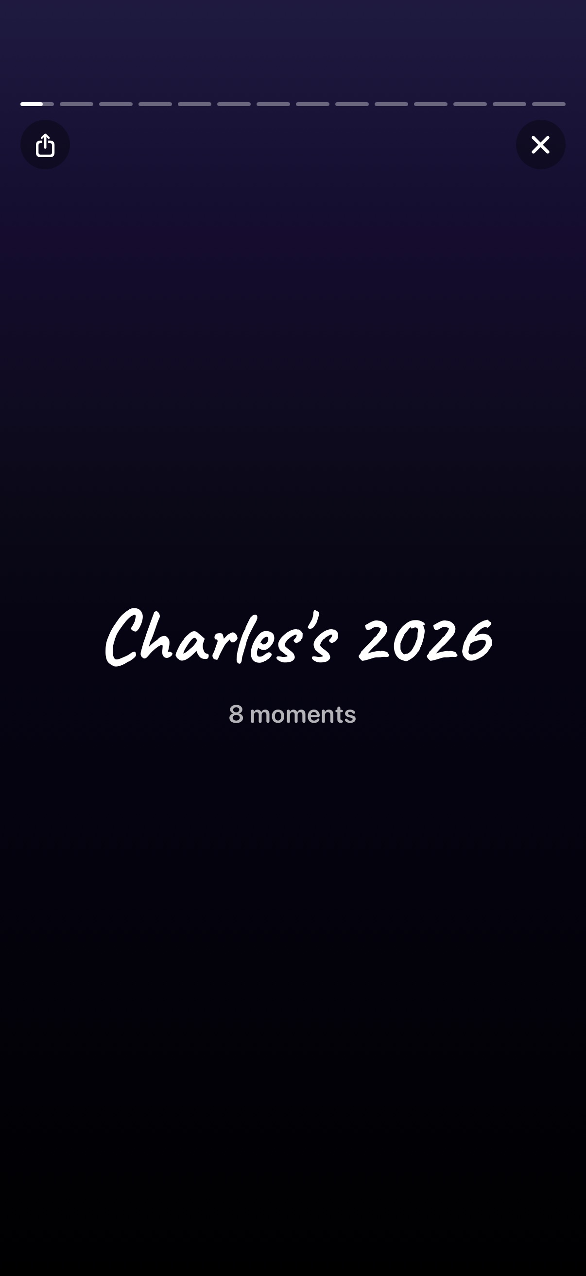 The Year in Review title card: “Charles's 2026, 8 moments”